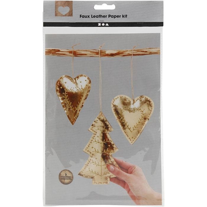 Weihnachts-Bastelset Lederpapier, 0,55 mm, Gold, 1 Set