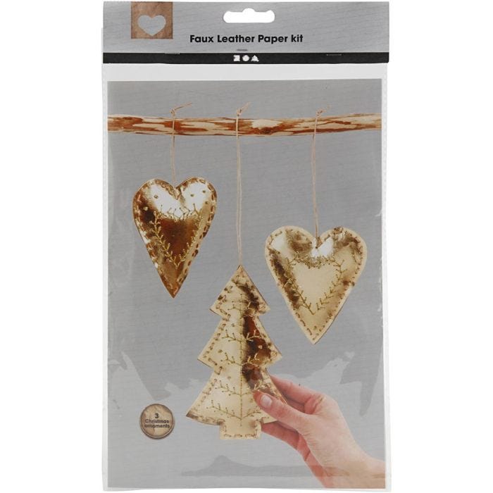 Weihnachts-Bastelset Lederpapier, Gold, 1 Set