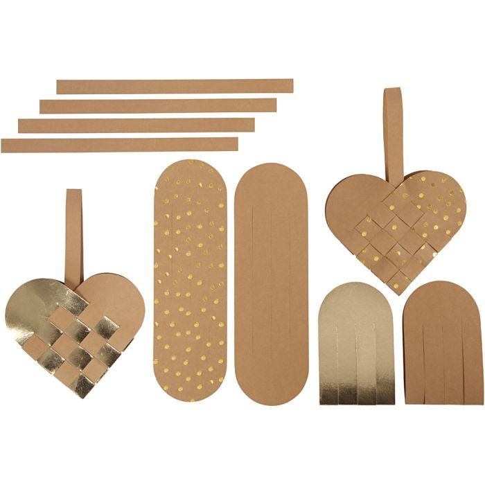 Herzen aus Kunstlederpapier, 0,55 mm, Gold, 1 Set