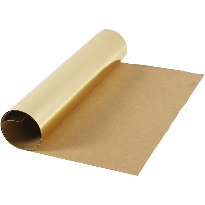Kunstlederpapier, B 49 cm, Einfarbig,Foliedetails, 350 g, Gold, 1m/ 1 Rolle