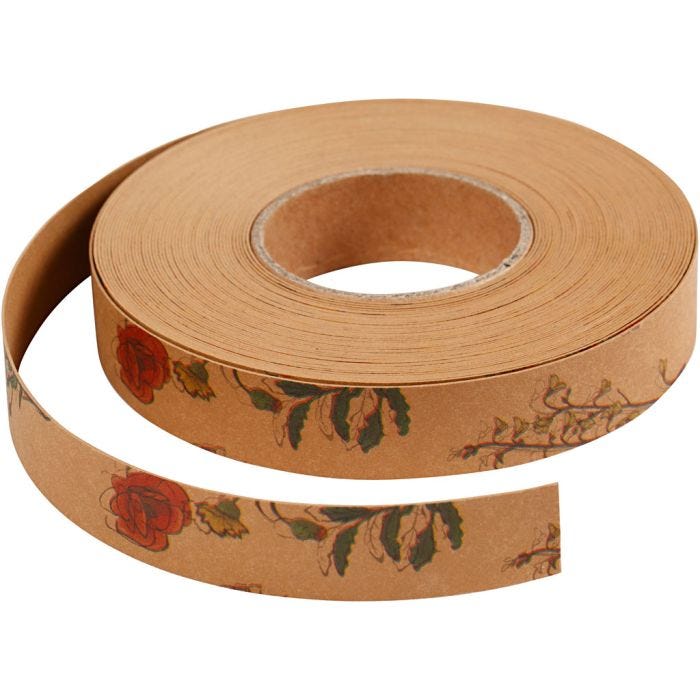 Lederpapierstreifen / Flechtstreifen, 15 mm, 0,55 mm, Hellbraun, 9.50m/ 1 Rolle