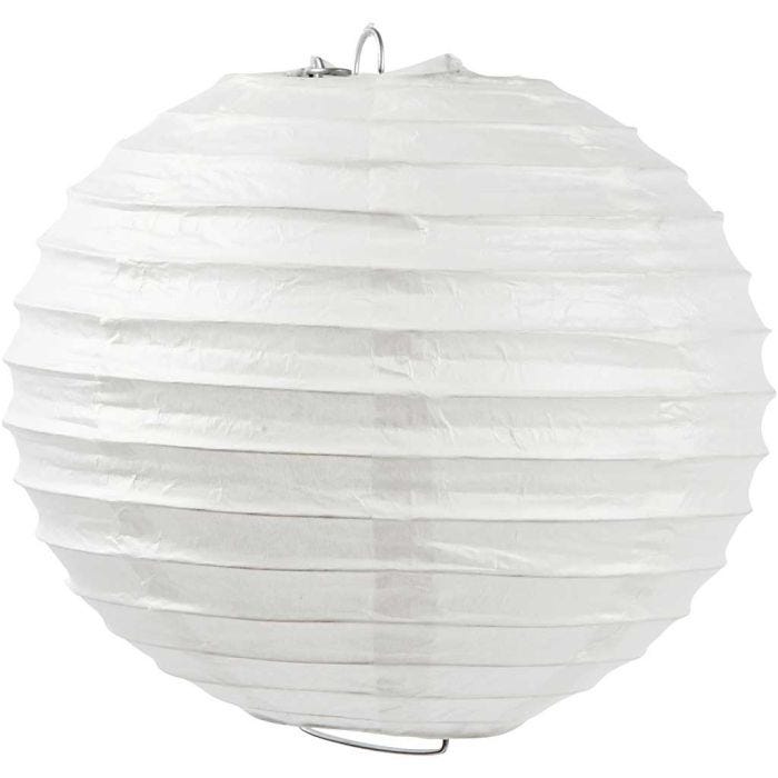 Reispapier-Lampe/-Lampion, Rund, D 20 cm, Weiß, 1 Stk