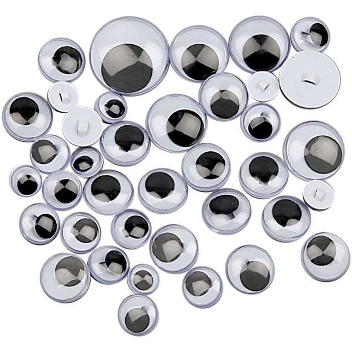 Wackelaugen - Sortiment, zum Aufnähen, 8-20 mm, 24sort./ 1 Pck