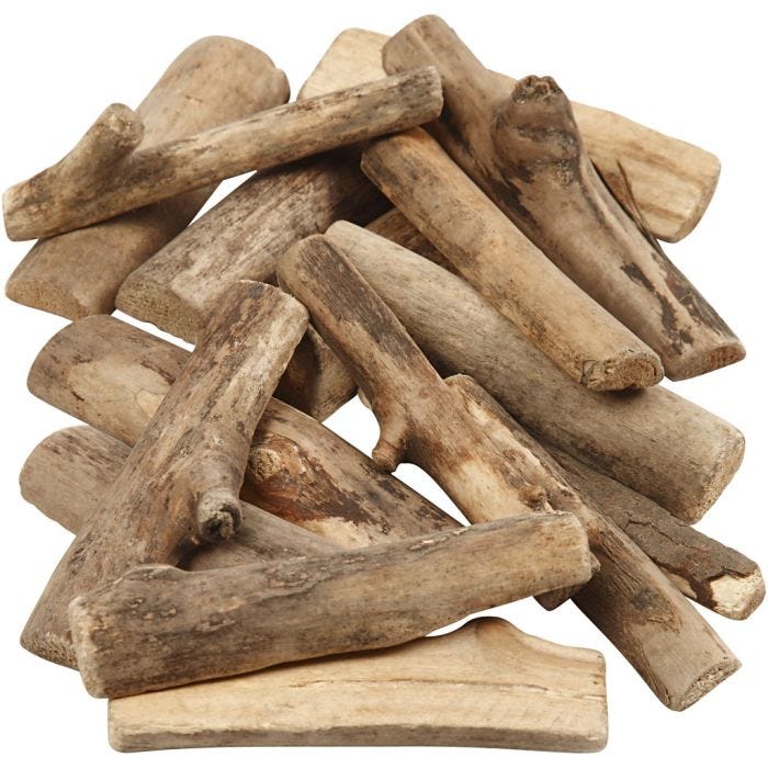 Holzstücke - Sortiment, 6-14 cm, 15 mm, 610g/ 1 Pck