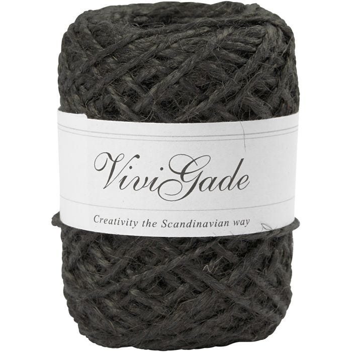 Natur-Hanfkordel, 1-2 mm, Schwarz, 30m/ 1 Rolle