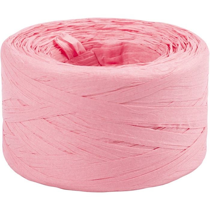 Papierbast (Raffia), B 7-8 mm, Hellrosa, 100 m/ 1 Rolle