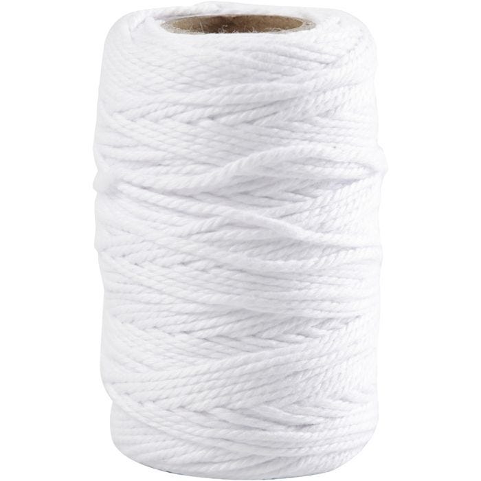 Baumwollkordel, 1,1 mm, Weiß, 50m/ 1 Rolle