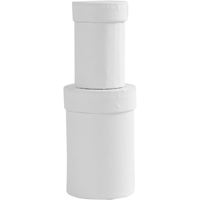 Runde Deckelkartons, H 7+9 cm, Größe 4,5+6 cm, Weiß, 2 Stk/ 1 Set