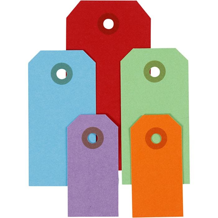 Manila-Anhänger, Größe 3x6+4x8+5x10 cm, 220 g, Sortierte Farben, 500Stk/ 1 Pck