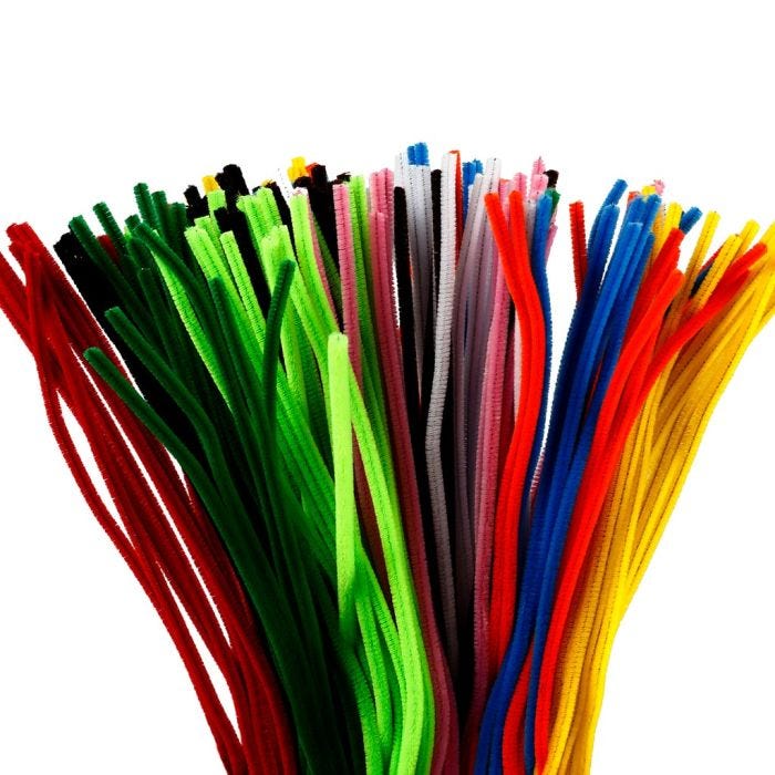 Chenilledraht, L 45 cm, Dicke 6 mm, Sortierte Farben, 200 sort./ 1 Pck