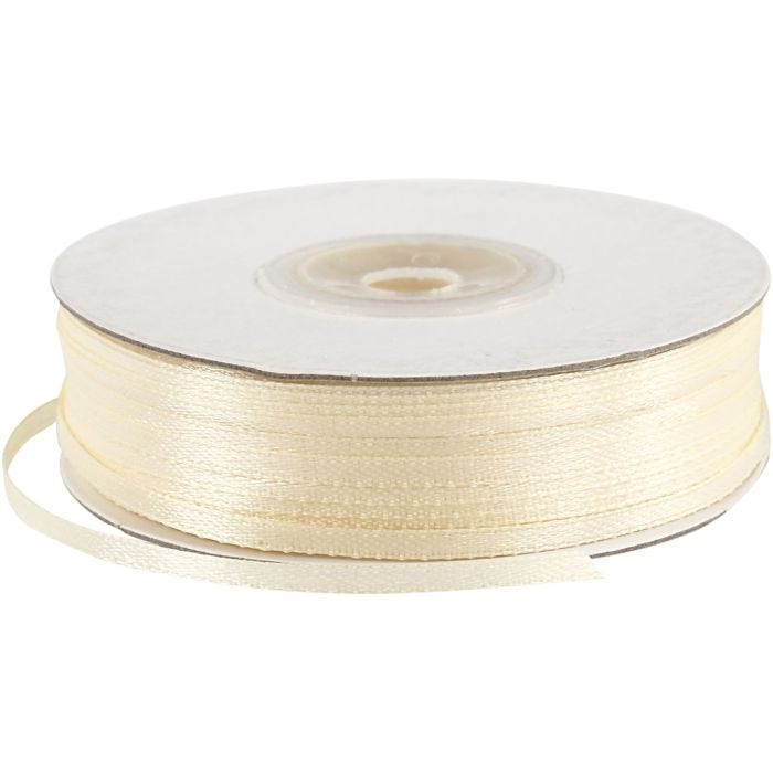 Satinband, B 3 mm, Naturweiß, 100 m/ 1 Rolle