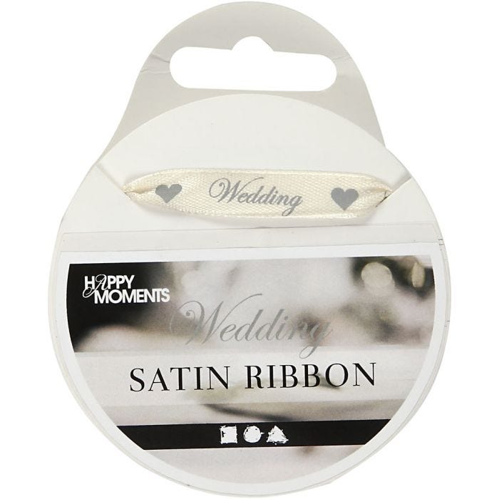 Satinband, B 10 mm, Naturweiß, 8m/ 1 Rolle