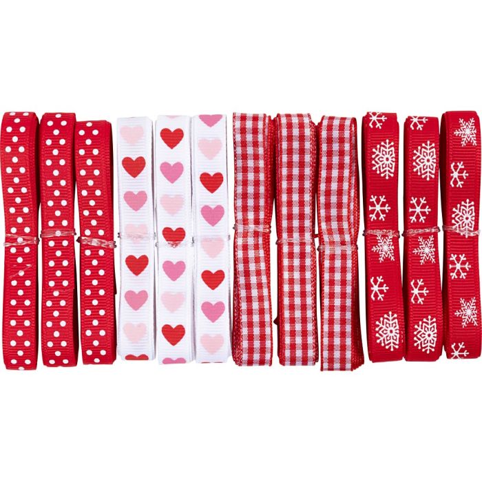 Dekoband-Sortiment, B 10 mm, Sortierte Farben, 12x1 m/ 1 Pck