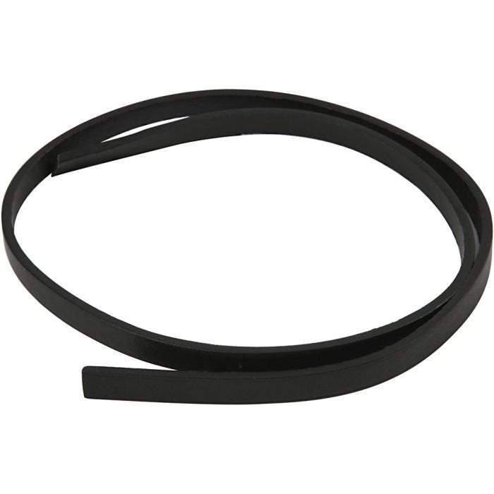 Lederband Imitat, B 10 mm, Dicke 3 mm, Schwarz, 1m/ 1 Pck
