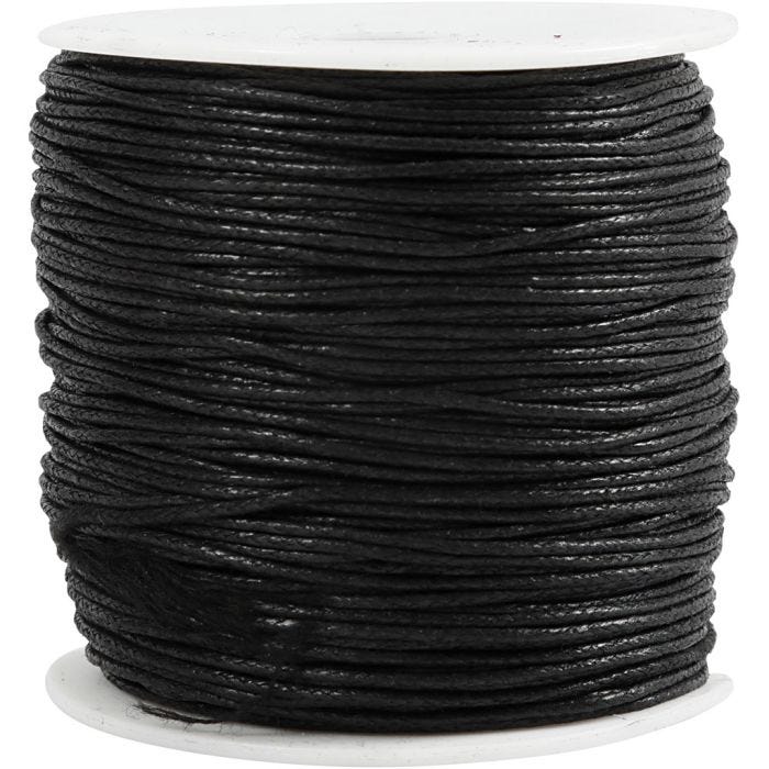 Baumwollkordel, Dicke 1 mm, Schwarz, 100 m/ 1 Pck