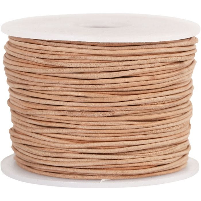 Lederband, Dicke 1 mm, Beige, 50 m/ 1 Rolle