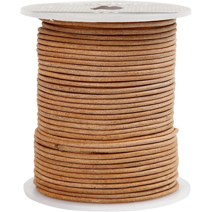 Lederband, Dicke 2 mm, Beige, 50 m/ 1 Rolle