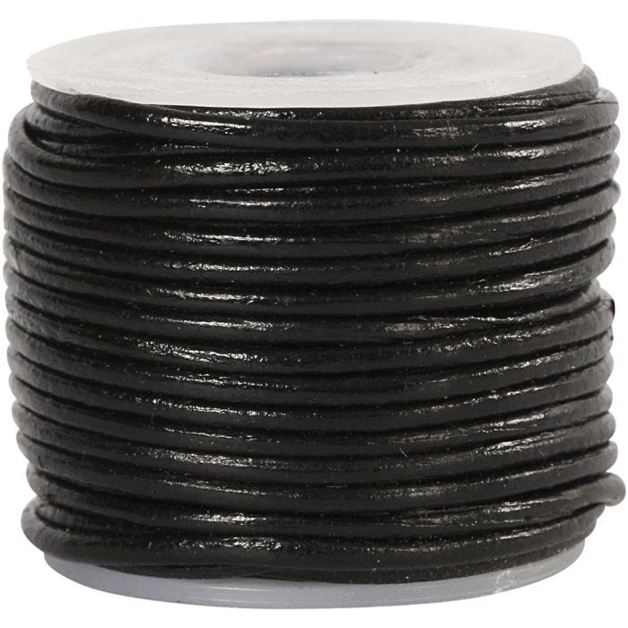 Lederband, 1 mm, Schwarz, 10m/ 1 Rolle