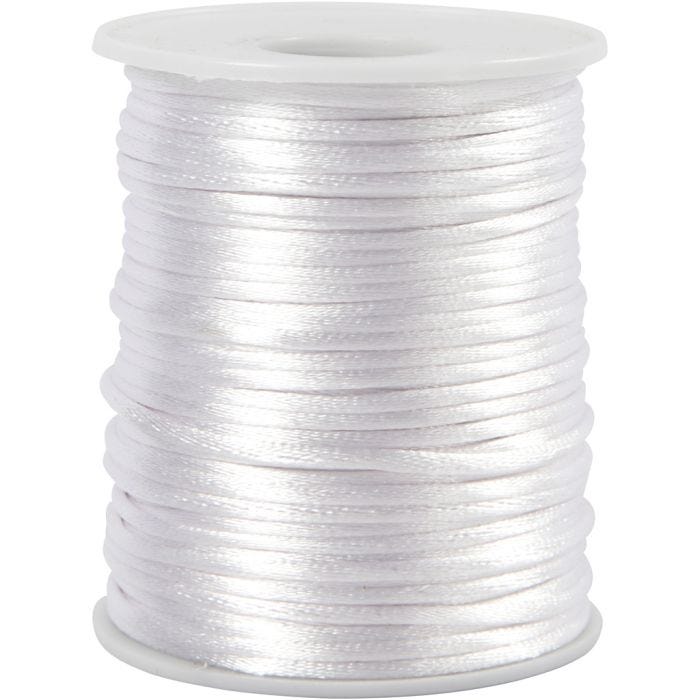 Satinband, Dicke 2 mm, Weiß, 50 m/ 1 Rolle