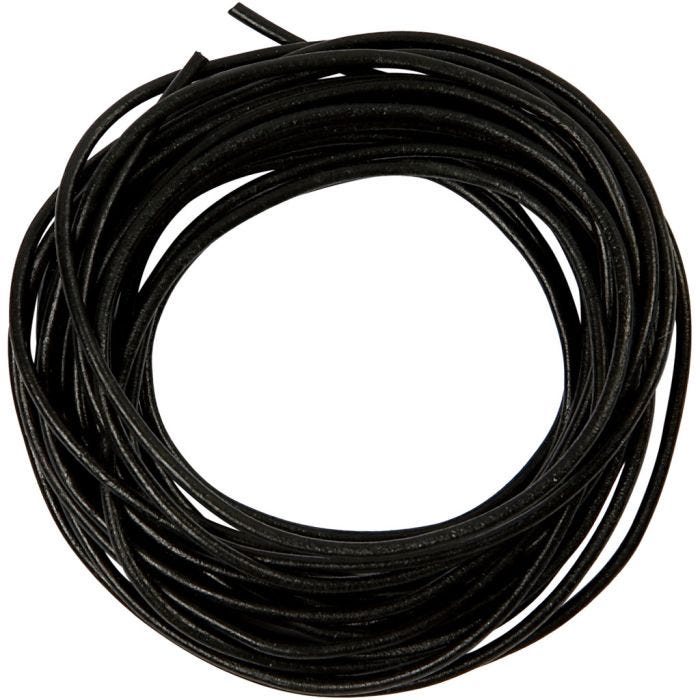 Lederband , 2 mm, Schwarz, 4m/ 1 Rolle