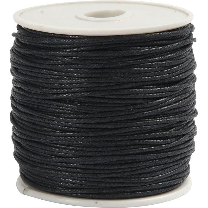 Baumwollband, Dicke 1 mm, Schwarz, 40 m/ 1 Rolle