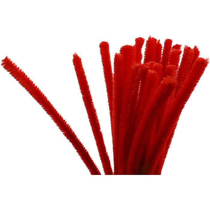 Chenilledraht, 30 cm, 9 mm, Rot, 25Stk/ 1 Pck