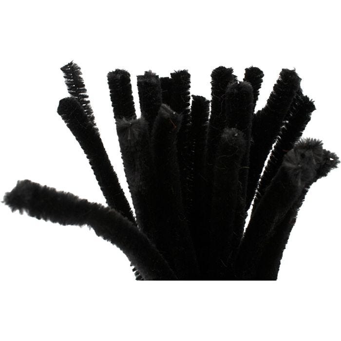 Chenilledraht, 30 cm, 9 mm, Schwarz, 25Stk/ 1 Pck
