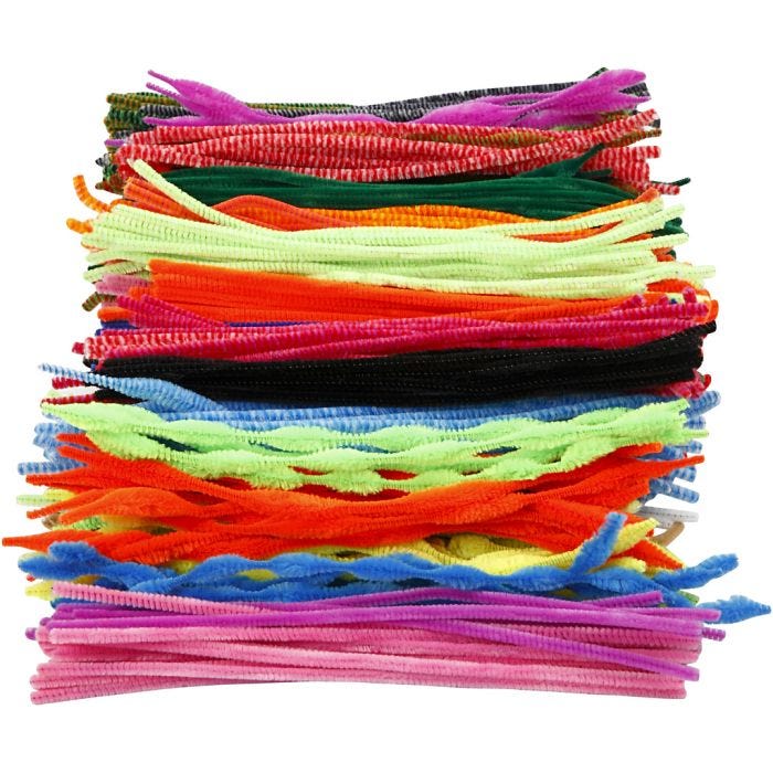 Chenilledraht, 30 cm, 6-15 mm, Sortierte Farben, 500sort./ 1 Pck