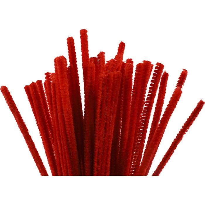 Chenilledraht, 30 cm, 6 mm, Rot, 50Stk/ 1 Pck