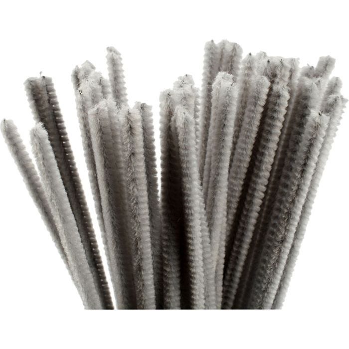Chenilledraht, 30 cm, 6 mm, Grau, 50Stk/ 1 Pck