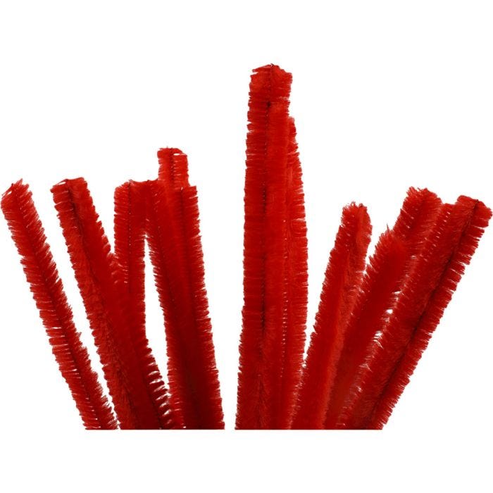 Chenilledraht, 30 cm, 15 mm, Rot, 15Stk/ 1 Pck