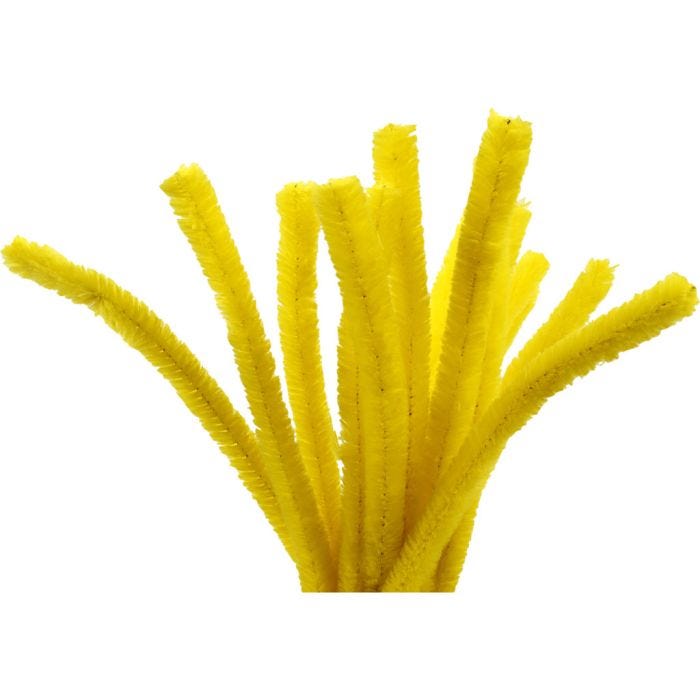 Chenilledraht, L 30 cm, Dicke 15 mm, Gelb, 15 Stk/ 1 Pck