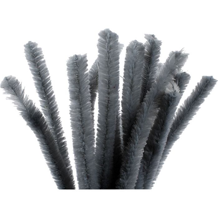 Chenilledraht, 30 cm, 15 mm, Grau, 15Stk/ 1 Pck