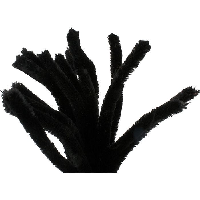 Chenilledraht, L 30 cm, Dicke 15 mm, Schwarz, 15 Stk/ 1 Pck