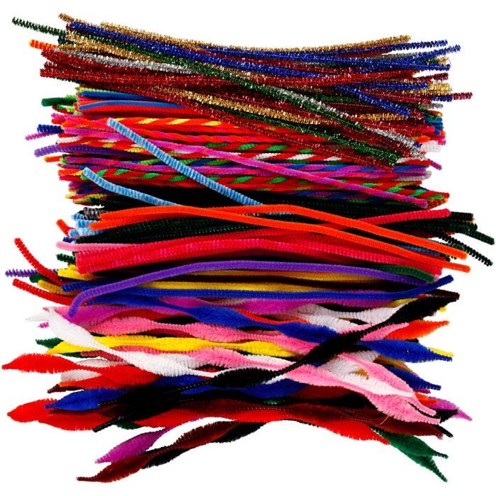 Chenilledraht, L 30,5 cm, Dicke 4-6 mm, Sortierte Farben, 250 sort./ 1 Pck