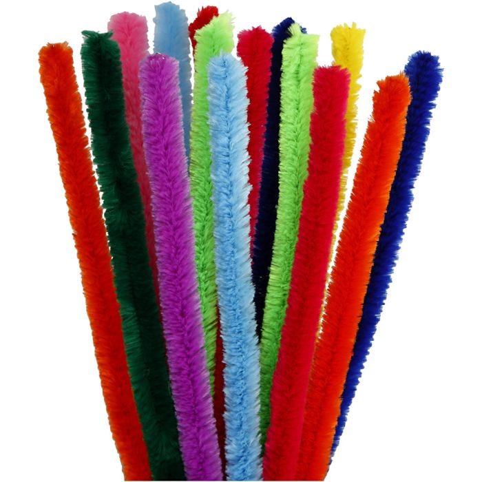 Chenilledraht, 30 cm, 15 mm, Sortierte Farben, 15sort./ 1 Pck