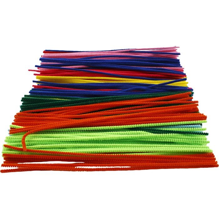 Chenilledraht, 30 cm, 4 mm, Sortierte Farben, 300sort./ 1 Pck