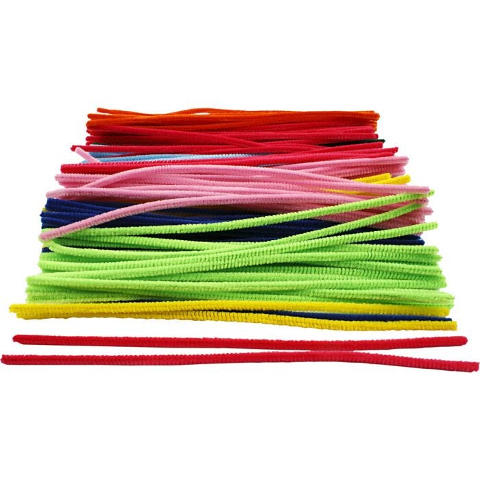 Chenilledraht, 30 cm, 6 mm, Sortierte Farben, 200sort./ 1 Pck