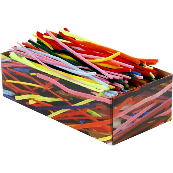 Chenilledraht, L 30 cm, Dicke 4+6+9 mm, Sortierte Farben, 700 sort./ 1 Pck