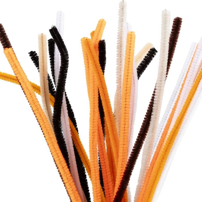 Chenilledraht, L 30 cm, Dicke 6 mm, Halloween Farben, 25 sort./ 1 Pck