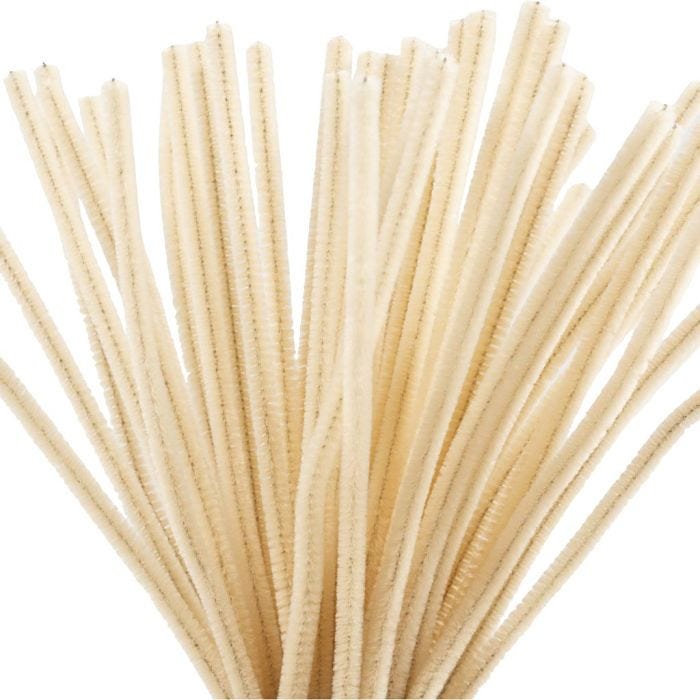 Chenilledraht, L 30 cm, Dicke 6 mm, Beige, 50 Stk/ 1 Pck