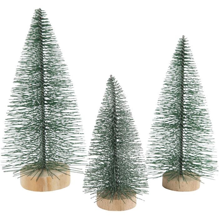Weihnachtsbäume, H 10+13+14 cm, 3 Stk/ 1 Pck