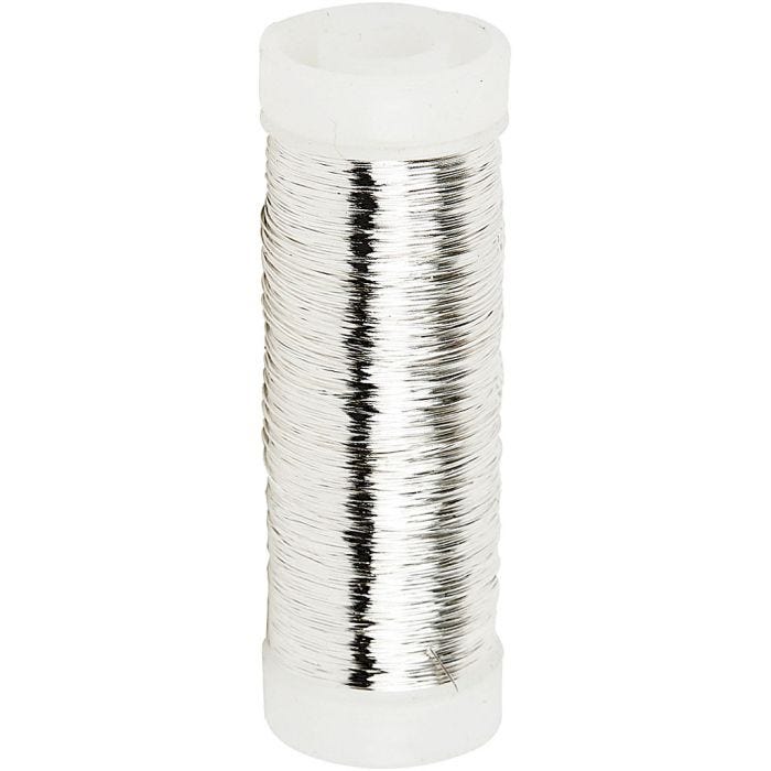 Silberdraht, Dicke 0,2 mm, Versilbert, 50 g, 110 m/ 1 Rolle