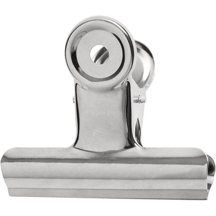 Bulldog-Klammer, B 7,5 cm, Silber, 6 Stk/ 1 Pck