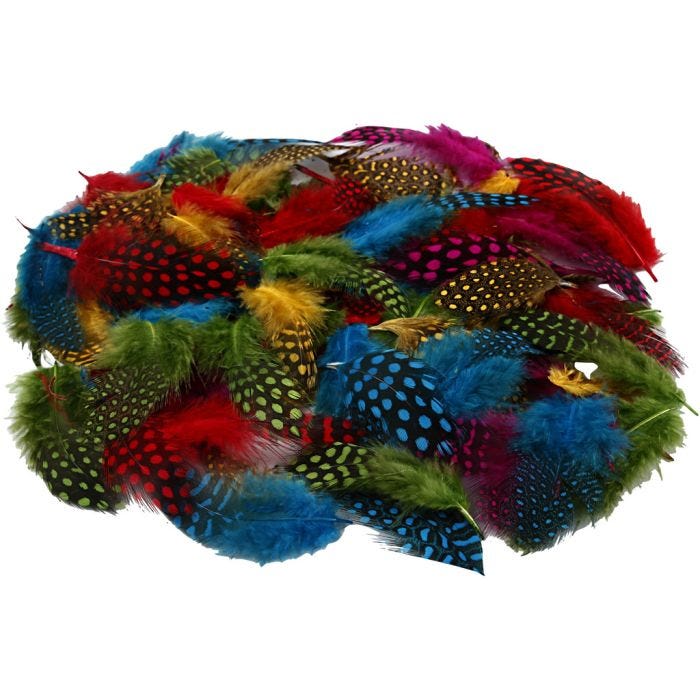 Perlhuhnfedern , Sortierte Farben, 50g/ 1 Pck