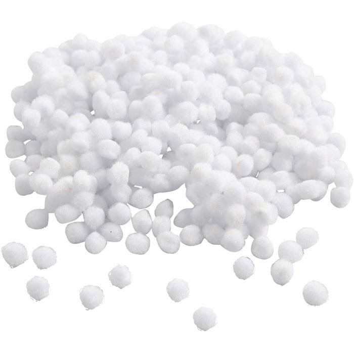 Pompons, D 5 mm, Weiß, 550 Stk/ 1 Pck
