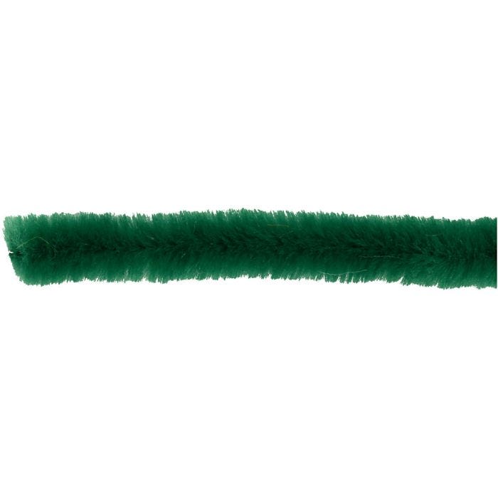 Chenilledraht, L 30 cm, Dicke 6 mm, Dunkelgrün, 50 Stk/ 1 Pck