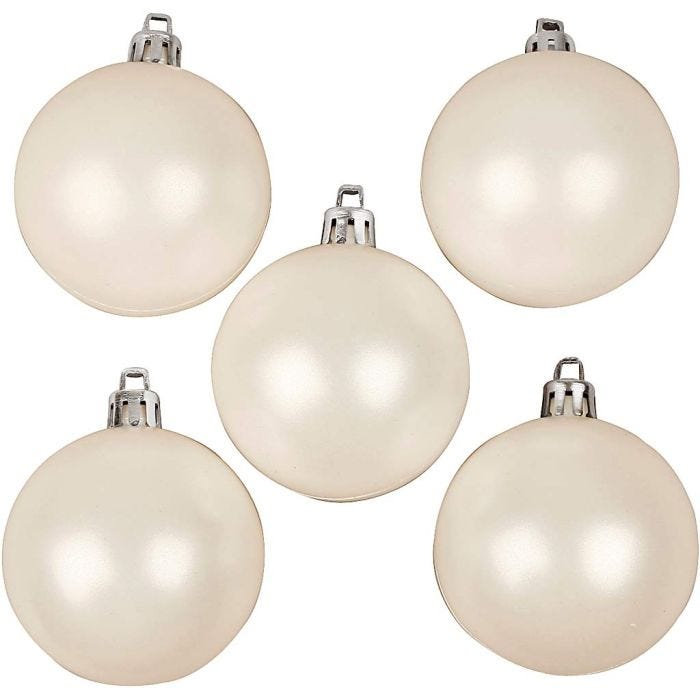 Weihnachtsbaumkugeln, D 6 cm, Weiß, Perlmutt, 20Stk/ 1 Pck