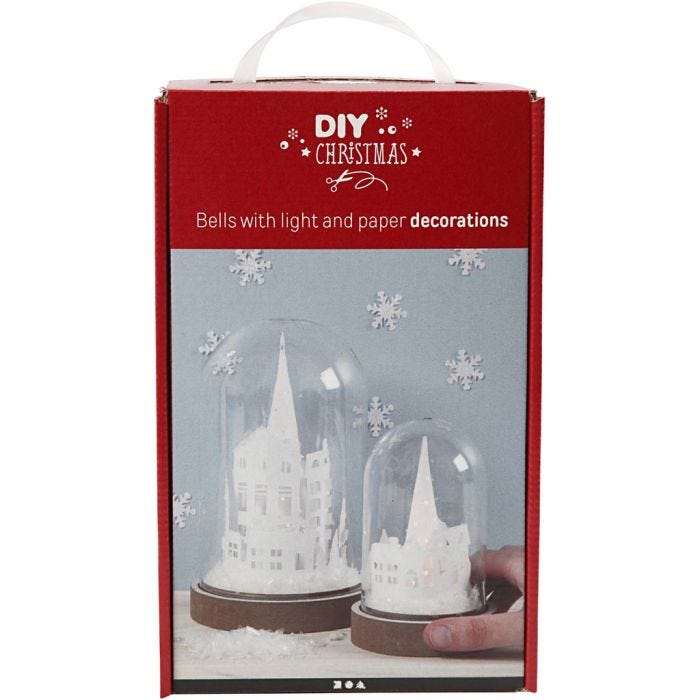 DIY-Set für Deko-Szenen unter Plastikglocken, H 12,5+18 cm, 2Stk/ 1 Pck