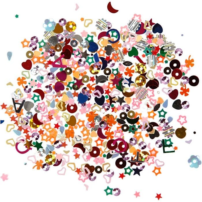 Paillettenmix, Multi, Größe 2-5 mm, 170 g/ 1 Pck